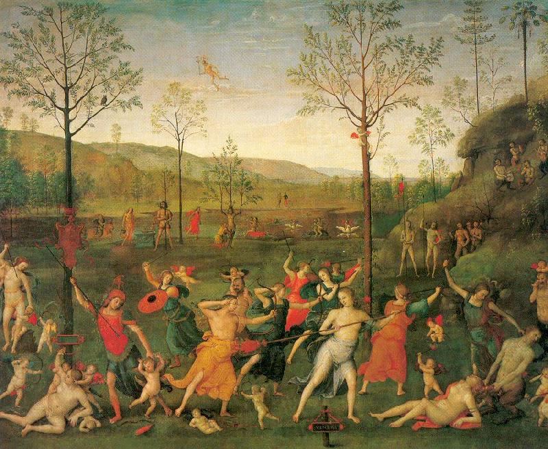 PERUGINO, Pietro The Combat of Love and Chastity Norge oil painting art